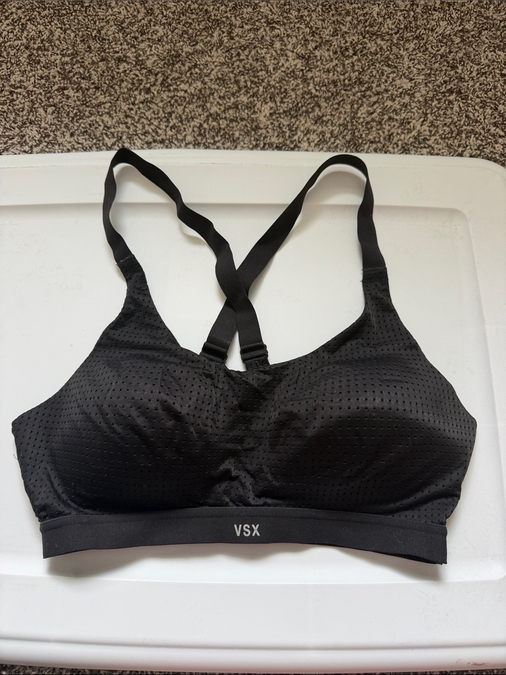 VSX Black Perforated Wireless Sports Bra with Crisscross Straps